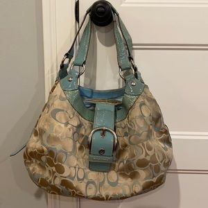 Coach Shoulder Bag in Teal & Baby Blue